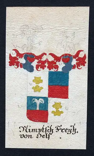 Nimptsch Freyh. von Oels - Nimptsch auf Oels Böhmen Manuskript Wappen Adel coat of arms heraldry Heraldik