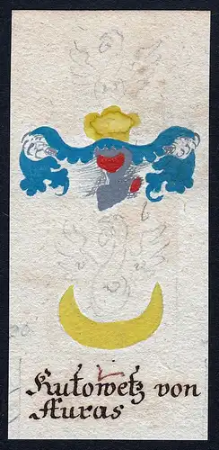 Kutowetz von Auras - Kutowetz Kukowetz von Auras Böhmen Manuskript Wappen Adel coat of arms heraldry Heraldik