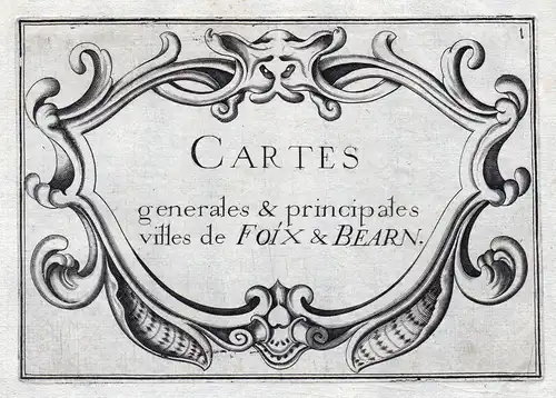 Cartes... Foix & Bearn - Foix Bearn titel Ornament France gravure estampe Kupferstich Tassin