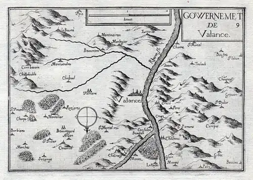 Gouvernemet de Valance - Valence Drome Rhone France gravure estampe Kupferstich Tassin