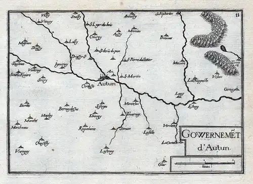 Gouvernemet d'Autun - Autun Saone-et-Loire Burgund Bourgogne France gravure estampe Kupferstich Tassin