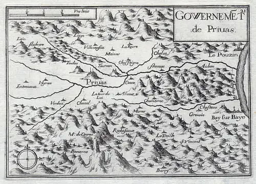 Gouvernemet de Piruas - Privas Rhone-Alpes Ardeche France gravure estampe Kupferstich Tassin