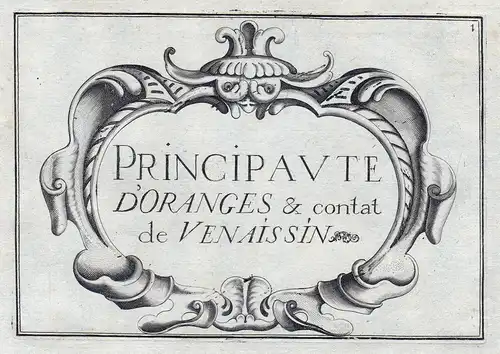 Principaute d'Oranges & Comtat Venaissin - Avignon Provence titel Ornament France gravure estampe Kupferstich