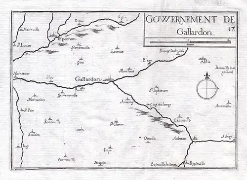 Gouvernement de Gallardon - Gallardon Eure-et-Loire France gravure estampe Kupferstich Tassin