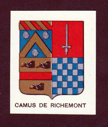 Camus de Richemont - Camus de Richemont Wappen Adel coat of arms heraldry Lithographie  blason