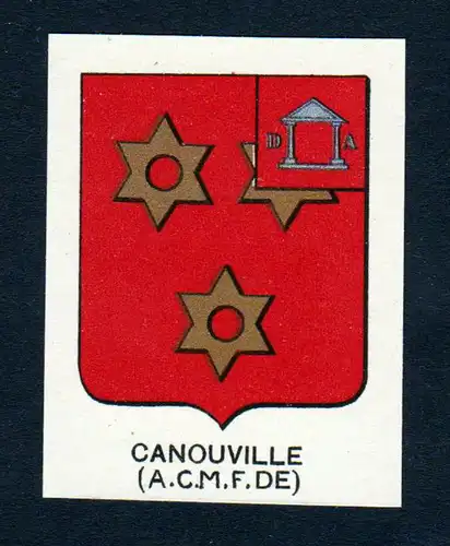 Canouville (A. C. M. F. DE) - Canouville Wappen Adel coat of arms heraldry Lithographie  blason