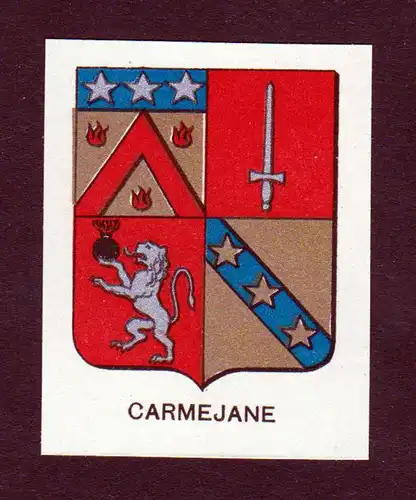 Carmejane - Carmejane Wappen Adel coat of arms heraldry Lithographie  blason