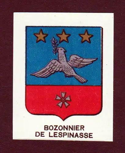 Bozonnier de Lespinasse - Bozonnier de Lespinasse Wappen Adel coat of arms heraldry Lithographie  blason