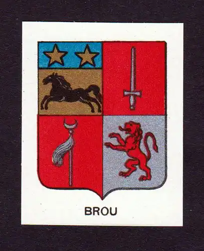 Brou - Brou Wappen Adel coat of arms heraldry Lithographie  blason