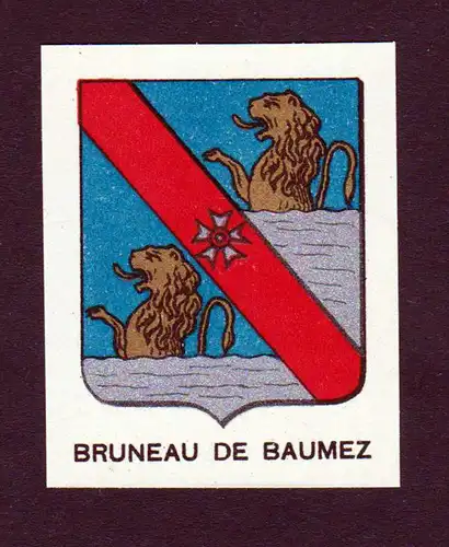 Bruneau de Braumez - Bruneau de Beaumetz Baumez Wappen Adel coat of arms heraldry Lithographie  blason