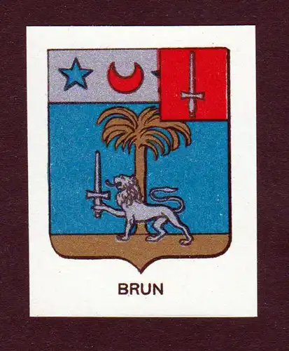 Brun - Brun Wappen Adel coat of arms heraldry Lithographie  blason