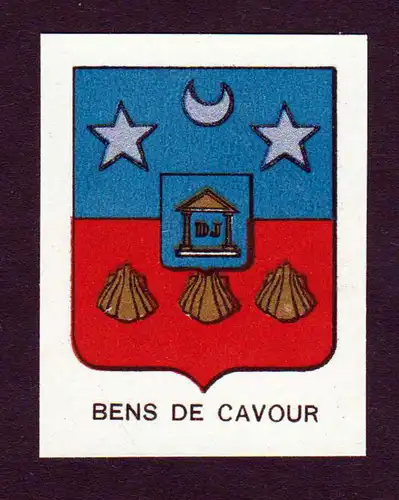 Bens de Cavour - Bens von Cavour Benso von Cavour Wappen Adel coat of arms heraldry Lithographie  blason