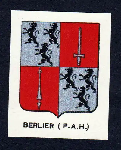 Berlier (P. A. H.) - Berlier Wappen Adel coat of arms heraldry Lithographie  blason