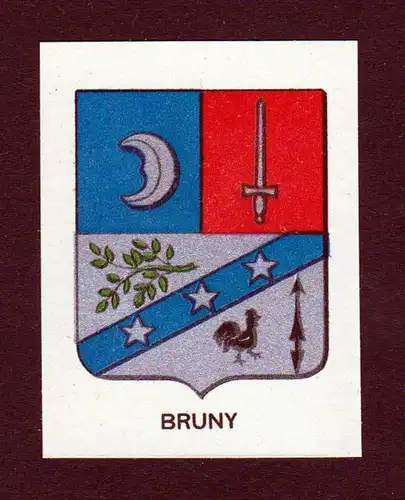 Bruny - Bruny Wappen Adel coat of arms heraldry Lithographie  blason