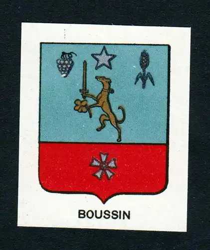 Boussin - Boussin Wappen Adel coat of arms heraldry Lithographie  blason