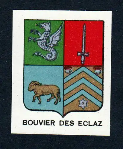 Bouvier des Eclaz - Bouvier des Eclaz Wappen Adel coat of arms heraldry Lithographie  blason