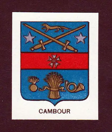Cambour - Cambour Wappen Adel coat of arms heraldry Lithographie  blason