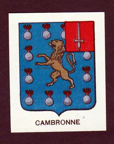 Cambronne - Cambronne Wappen Adel coat of arms heraldry Lithographie  blason