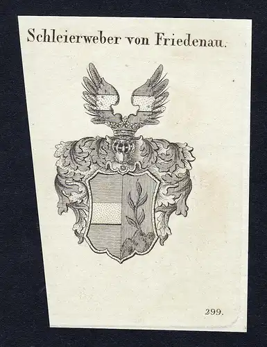 Schleierweber von Friedenau - Schleierweber von Friedenau Wappen Adel coat of arms Kupferstich  heraldry Heral