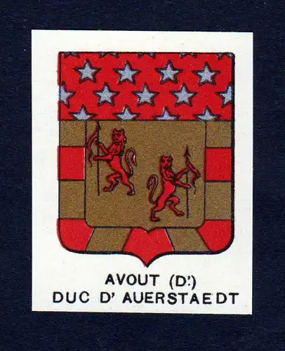 Avout Duc D'Auerstaedt - d'Avout Davout Davoust d'Auerstedt Wappen Adel coat of arms heraldry Lithographie