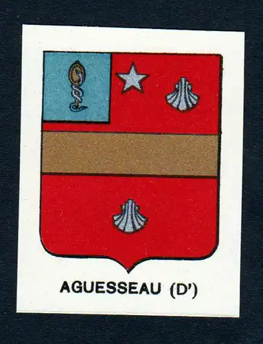 Aguesseau - Aguesseau Wappen Adel coat of arms heraldry Lithographie  blason