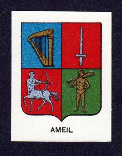 Ameil - Ameil Wappen Adel coat of arms heraldry Lithographie  blason