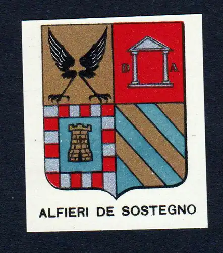 Alfieri de Sostegno - Alfieri di Sostegno Wappen Adel coat of arms heraldry Lithographie  blason