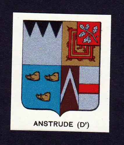 Anstrude - Anstrude Wappen Adel coat of arms heraldry Lithographie  blason