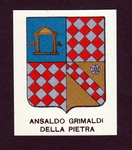 Ansaldo Grimaldi della Pietra - Ansaldo Grimaldi della Pietra Wappen Adel coat of arms heraldry Lithographie