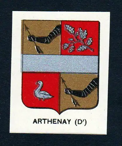 Arthenay - Arthenay Wappen Adel coat of arms heraldry Lithographie  blason