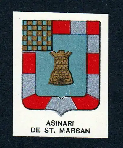 Asinari de St. Marsan - Asinari de Saint-Marsan Wappen Adel coat of arms heraldry Lithographie  blason