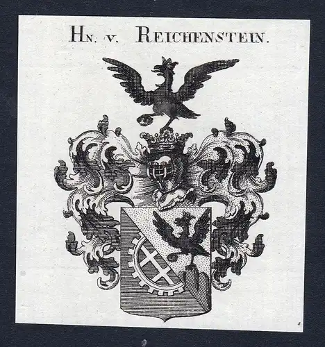 Hn. v. Reichenstein - Reichenstein Wappen Adel coat of arms Kupferstich  heraldry Heraldik