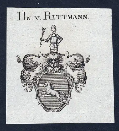 Hn. v. Rittmann - Rittmann Wappen Adel coat of arms Kupferstich  heraldry Heraldik
