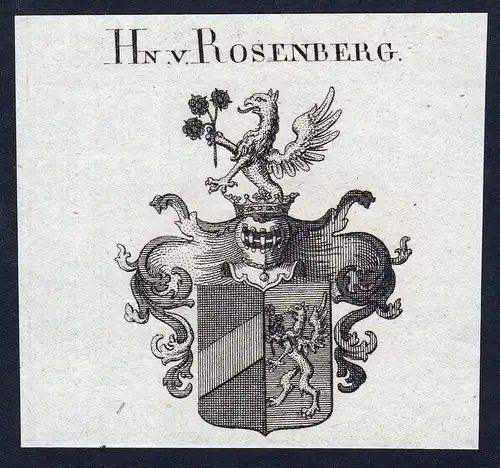 Hn. v. Rosenberg - Rosenberg Pani z Rozmberka Wappen Adel coat of arms Kupferstich  heraldry Heraldik
