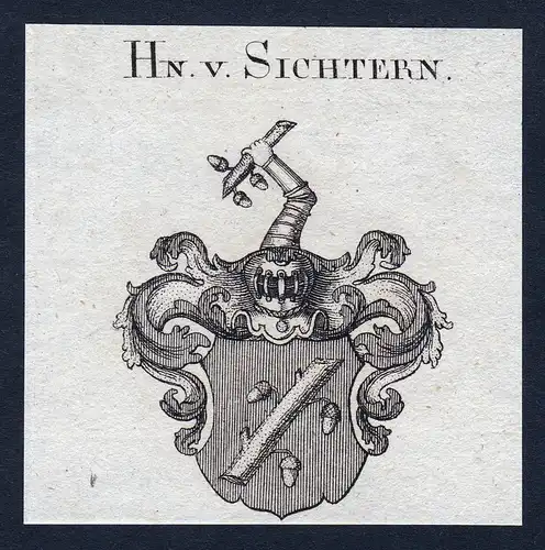 Hn. v. Sichtern - Sichtern Wappen Adel coat of arms Kupferstich  heraldry Heraldik