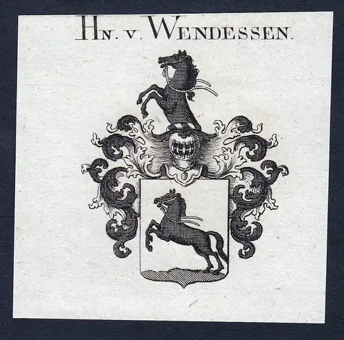 Hn. v. Wendessen - Wendessen Wappen Adel coat of arms Kupferstich  heraldry Heraldik