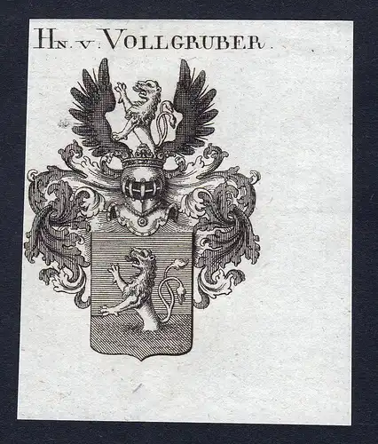 Hn. v. Vollgruber - Vollgruber Wappen Adel coat of arms Kupferstich  heraldry Heraldik