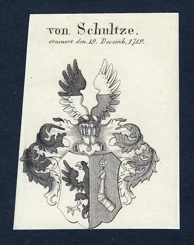 Von Schultze - Schultze Wappen Adel coat of arms Kupferstich  heraldry Heraldik
