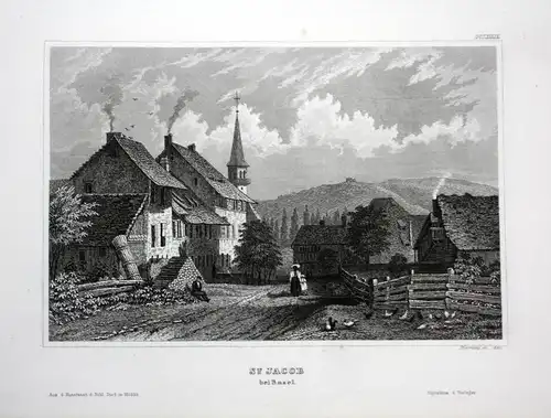 St. Jacob bei Basel - St. Jakob an der Birs Basel vue gravure Ansicht