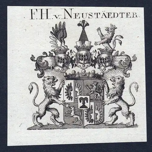 F.H. v. Neustäedter - Neustädter Neustaedter Wappen Adel coat of arms Kupferstich  heraldry Heraldik