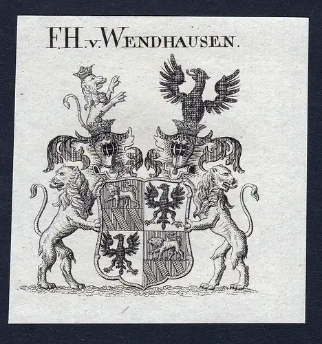F.H. v. Wendhausen - Wendhausen Probst von Wendhausen Stisser von Wendhausen Wappen Adel coat of arms Kupferst