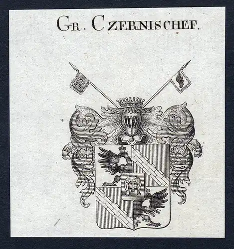 Gr. Czernischef - Czernischef Wappen Adel coat of arms Kupferstich  heraldry Heraldik