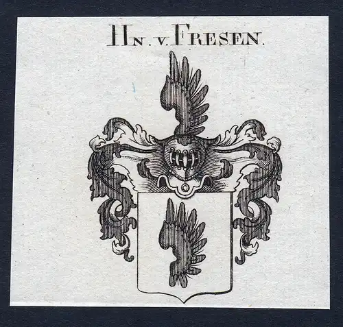 Hn. v. Fresen - Fresen Wappen Adel coat of arms Kupferstich  heraldry Heraldik