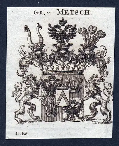 Gr. v. Metsch - Metzsch Wappen Adel coat of arms Kupferstich  heraldry Heraldik