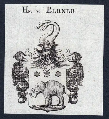 Hn. v. Berner - Berner Wappen Adel coat of arms Kupferstich  heraldry Heraldik