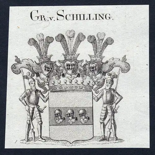 Gr. v. Schilling - Schilling Wappen Adel coat of arms Kupferstich  heraldry Heraldik