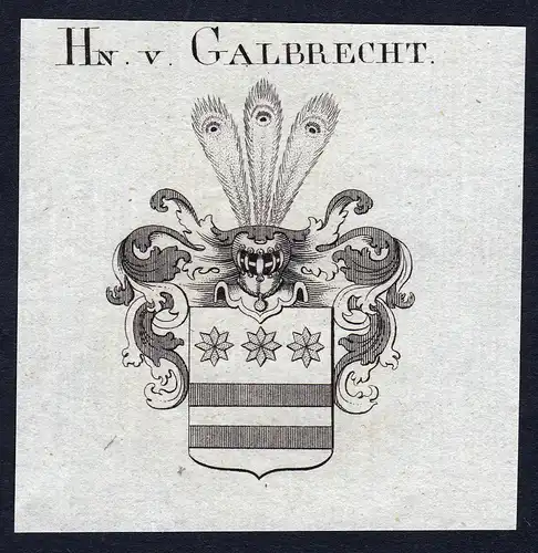 Hn. v. Galbrecht - Galbrecht Wappen Adel coat of arms Kupferstich  heraldry Heraldik