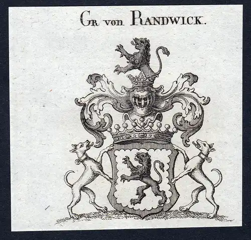 Gr. von Randwick - Randwick Randwyck Wappen Adel coat of arms Kupferstich  heraldry Heraldik