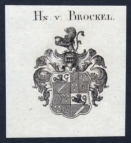 Hn. v. Brockel - Brockel Wappen Adel coat of arms Kupferstich  heraldry Heraldik