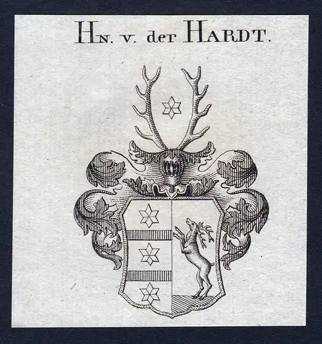 Hn. v. der Hardt - Hardt Wappen Adel coat of arms Kupferstich  heraldry Heraldik